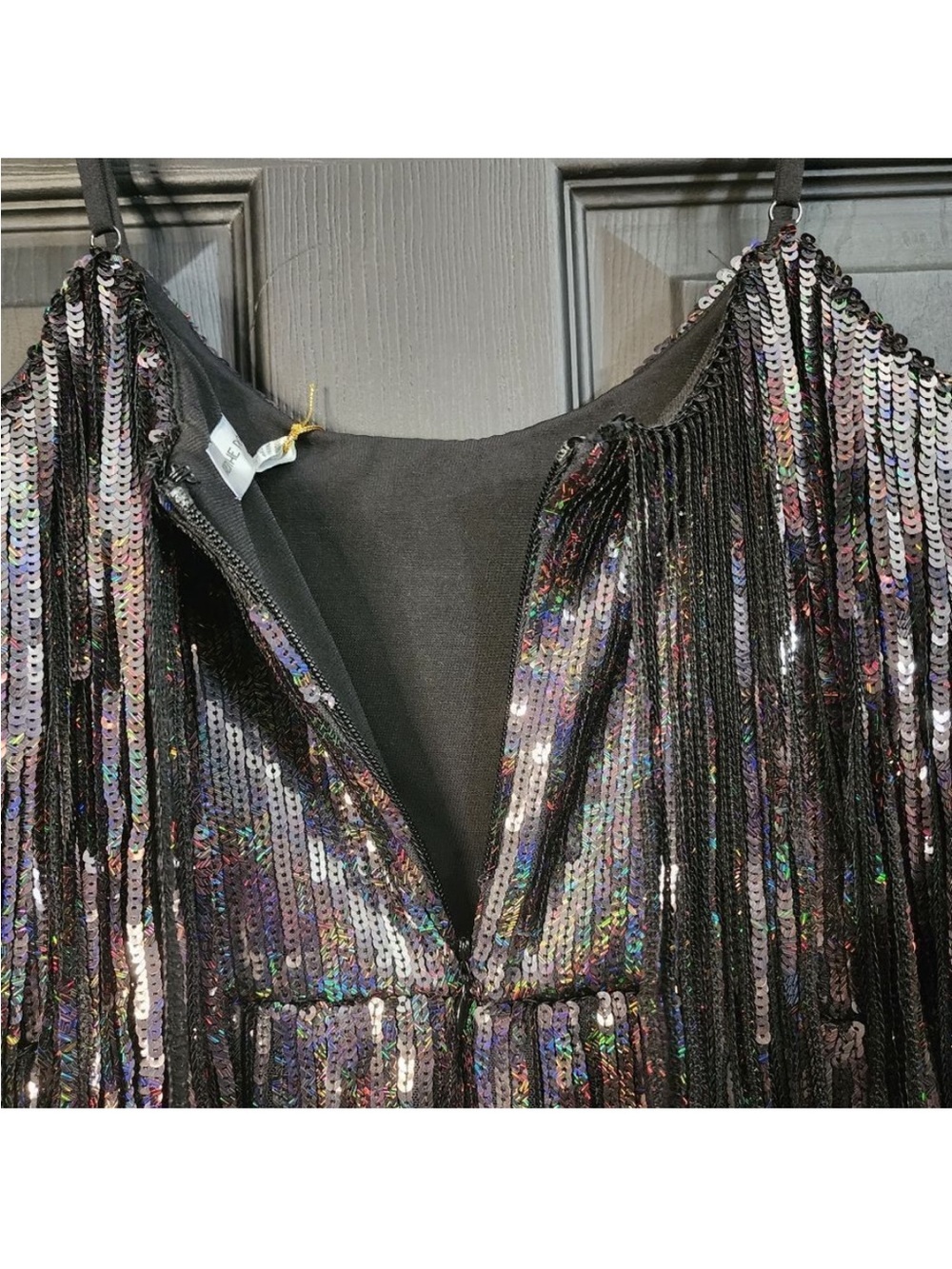 NWT Dress the Population Roxy Sequin Fringe Dress SZ XS Black Sparkle - Picture 13 of 14